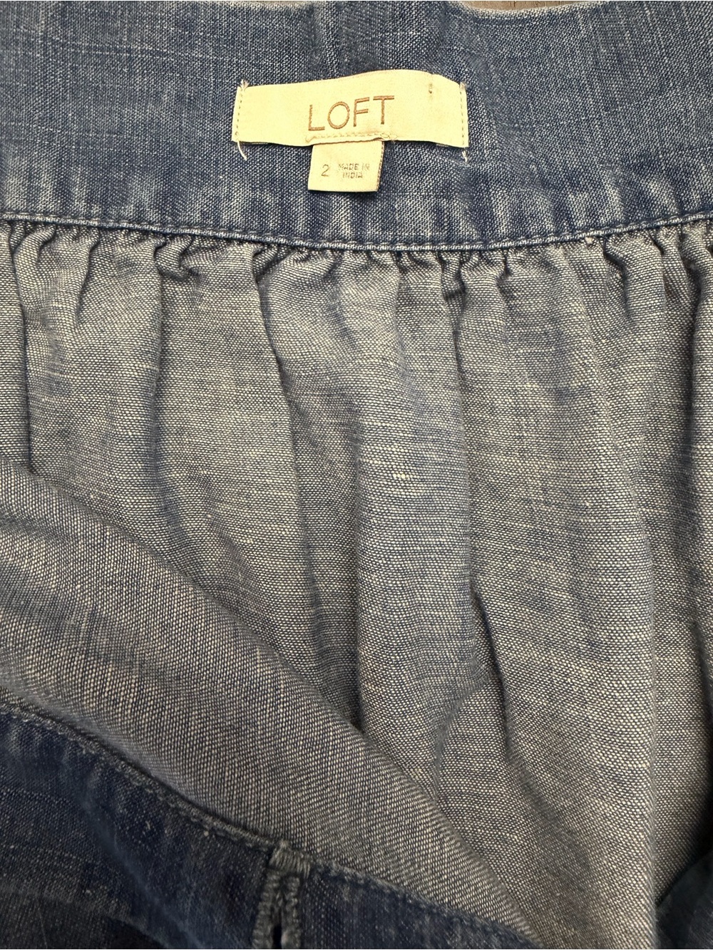 LOFT Blue Button-Front Denim Midi Skirt - Picture 4 of 6